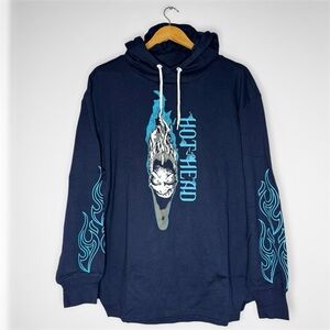 New Disney Hercules Hades Hot Head Hoodie Pullover Villains Men's Navy Medium